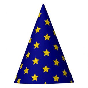 Chapeaux De Fêtes Motif Gold Stars, Bleu Marine, Exclusive