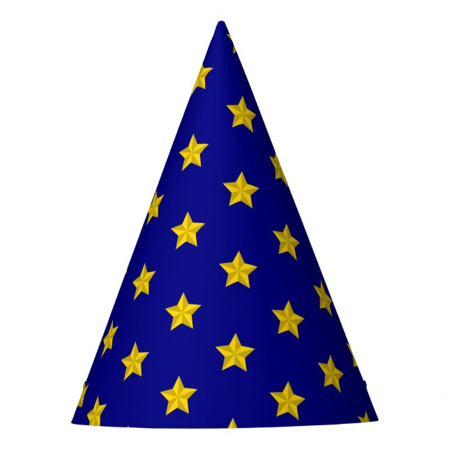 Chapeaux De Fêtes Motif Gold Stars, Bleu Marine, Exclusive (Devant)