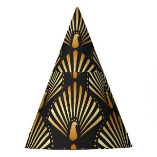 Chapeaux De Fêtes Motif paon d'or Art déco