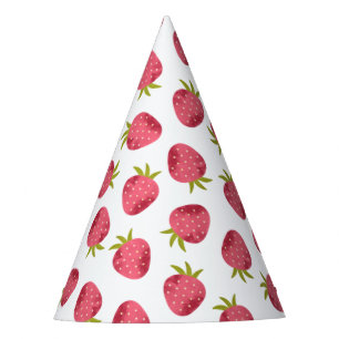 Chapeaux De Fêtes Motif sans couture de fraise rose douce