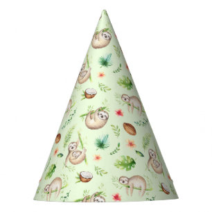 Chapeaux De Fêtes Motif tropical de paresse de noix de coco