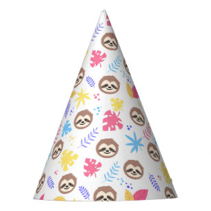Chapeaux De Fêtes Motif tropical de paresse et de feuille