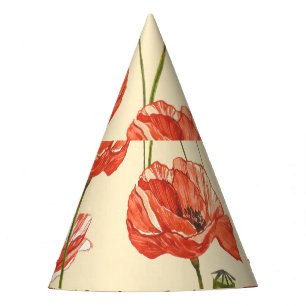 Chapeaux De Fêtes Motif Watercolor Red Poppies.
