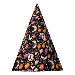Chapeaux De Fêtes Motif Whimsical Halloween Night Sky