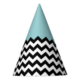 Chapeaux De Fêtes Motif Zigzag noir et blanc, Chevron, Bleu