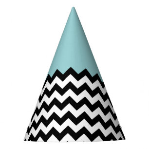 Chapeaux De Fêtes Motif Zigzag noir et blanc, Chevron, Bleu