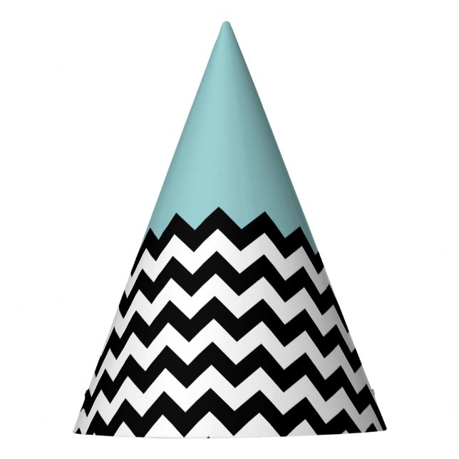 Chapeaux De Fêtes Motif Zigzag noir et blanc, Chevron, Bleu (Devant)