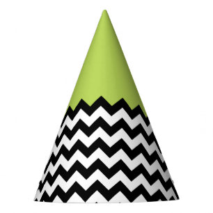 Chapeaux De Fêtes Motif Zigzag noir et blanc, Chevron, Vert