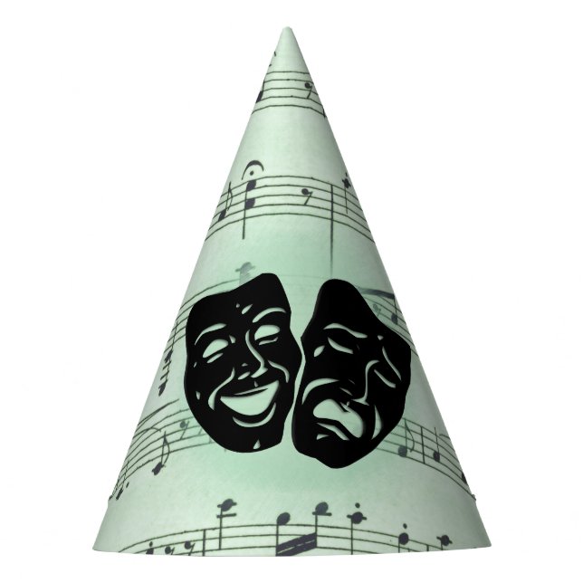 Chapeaux De Fêtes Musique verte et masques grecs de théâtre (Devant)