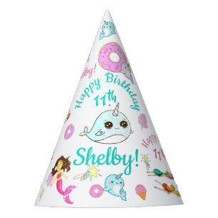 Chapeaux De Fêtes Narval, Sirène, Licorne Nom Âge Personnalisé