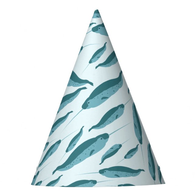 Chapeaux De Fêtes Narwhal dans le Motif de l'océan bleu (Devant)