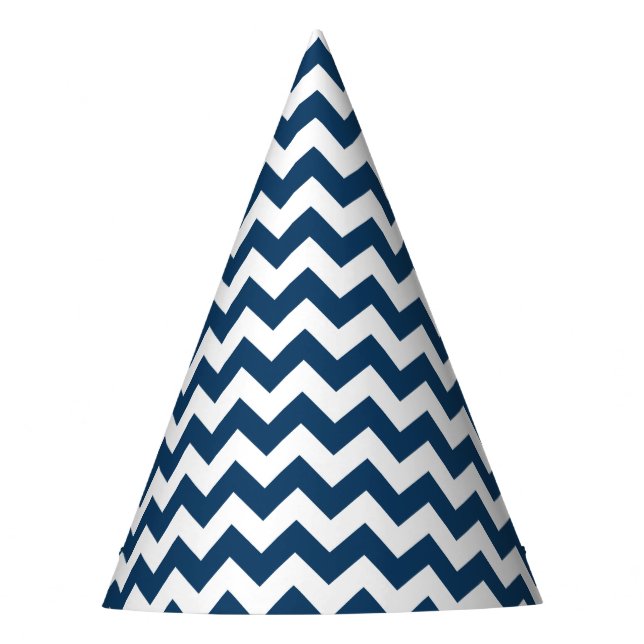 Chapeaux De Fêtes Navy Zigzag, Navy Chevron, Motif géométrique (Devant)