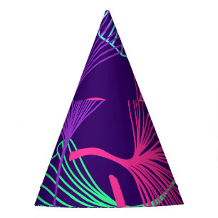 Chapeaux De Fêtes Neon Gingko Feuilles : Floral brillant.