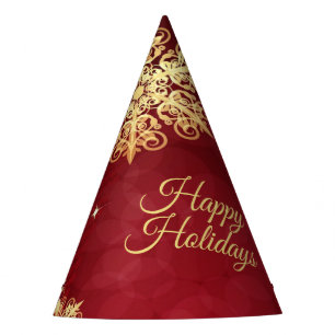 Chapeaux De Fêtes Noël cadeau Red Golden Snowflakes Holiday