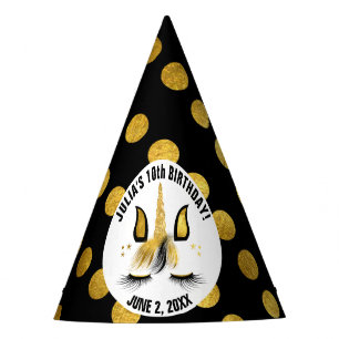 Chapeaux De Fêtes Noir et partie de licorne d'or