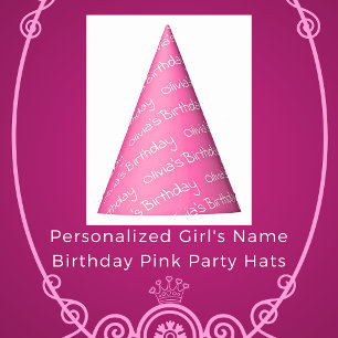 Chapeaux De Fêtes Nom de la fille personnalisée Anniversaire Casquet