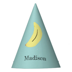 Chapeaux De Fêtes Nom personnalisé banane peinte sur bleu