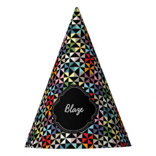 Chapeaux De Fêtes Nom personnalisé Pinwheel Motif noir