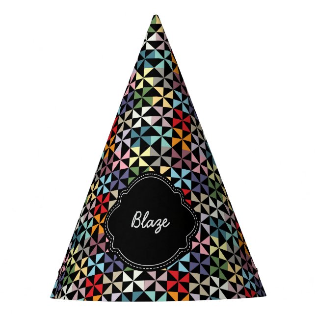 Chapeaux De Fêtes Nom personnalisé Pinwheel Motif noir (Devant)