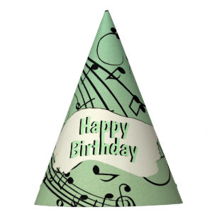 Chapeaux De Fêtes Notes de fantaisie Design de musique verte