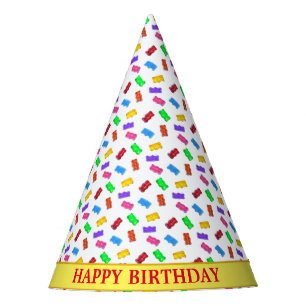 Chapeaux De Fêtes Nounours multicolores sur fond blanc