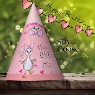Chapeaux De Fêtes Oie bête 1er anniversaire Bow rose