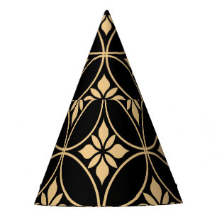 Chapeaux De Fêtes Or et noir : Abstrait Floral Vintage