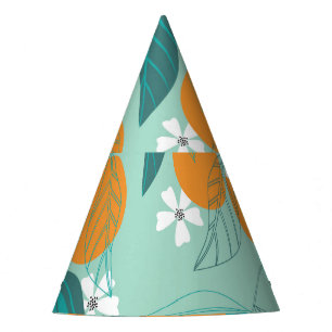 Chapeaux De Fêtes Oranges en fleurs, feuille, art vintage.