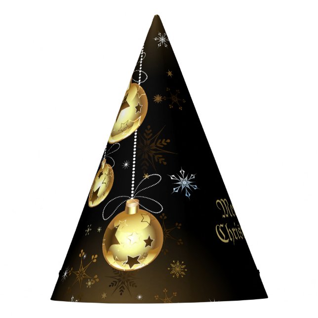 Chapeaux De Fêtes Ornements dorés de Noël Étoiles brillantes Noir (Devant)