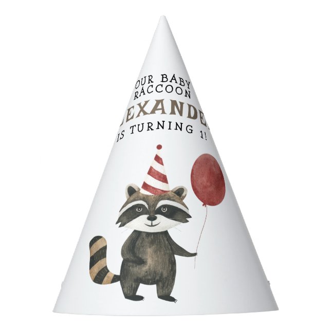 Chapeaux De Fêtes Our Baby Raccoon 1st Birthday  (Devant)