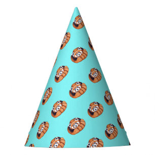 Chapeaux De Fêtes Ours de Panda rouge turquoise