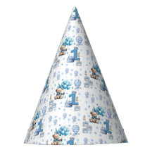 Ours en peluche bleu joyeux 1er. Anniversaire papi