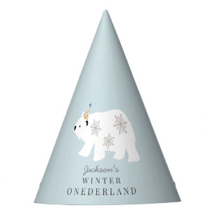 Chapeaux De Fêtes Ours polaire Hiver Onederland Bleu 1er anniversair