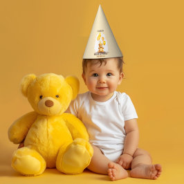 Chapeaux De Fêtes Ours Premier anniversaire Sexe Ours jaune neutre