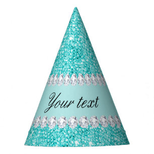 Chapeaux De Fêtes Paillettes turquoises et diamants de Faux