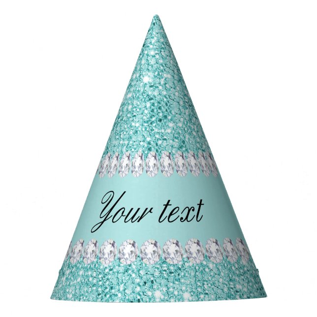 Chapeaux De Fêtes Paillettes turquoises et diamants de Faux (Devant)