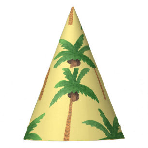 Chapeaux De Fêtes Palmiers d'aquarelle, arrière - plan tropical.