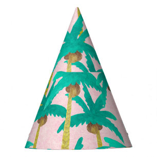 Chapeaux De Fêtes Palmiers tropicaux : Motif d'été d'aquarelle