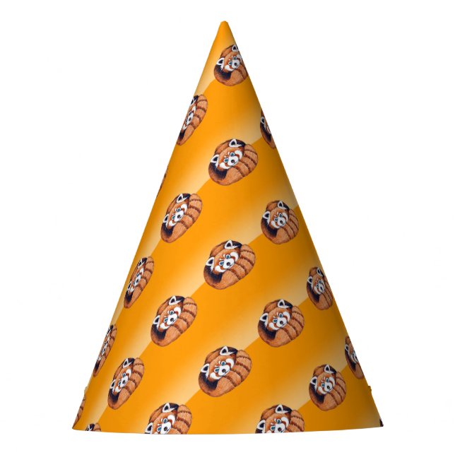 Chapeaux De Fêtes Panda rouge petit orange (Devant)
