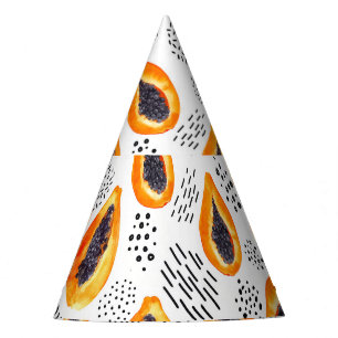 Chapeaux De Fêtes Papaya fruits : motif d'aquarelle abstraite.