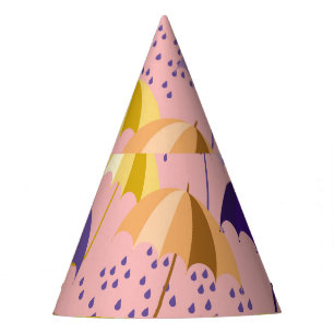 Chapeaux De Fêtes Parapluies, gouttes, motif coloré transparent.