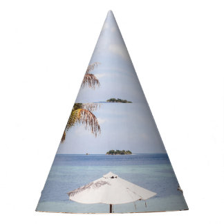 Chapeaux De Fêtes Parapluies tropicales : blanc, palmier.