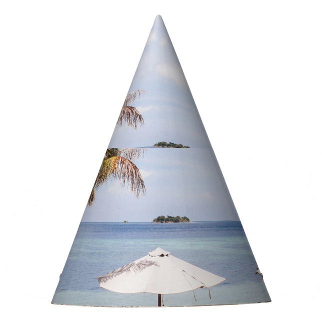 Chapeaux De Fêtes Parapluies tropicales : blanc, palmier. (Devant)