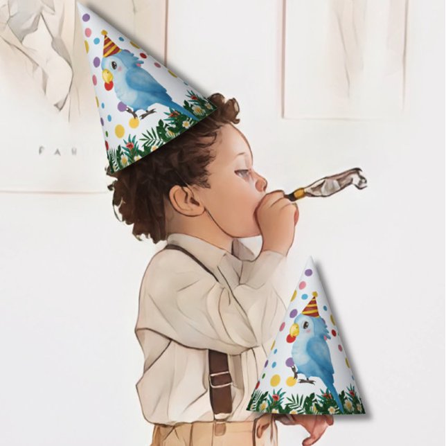 Chapeaux De Fêtes Parrot et Confetti Tropical Un joli Wild Anniversa (Créateur téléchargé)