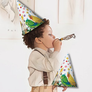 Chapeaux De Fêtes Parrots & Confetti Tropicaux Un Mignonne Feu Anniv