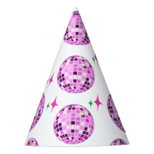 Chapeaux De Fêtes Parti blanc de boule de disco rose moderne