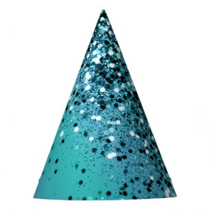 Chapeaux De Fêtes Parties scintillant Aqua Blue OCEAN #1 #shiny