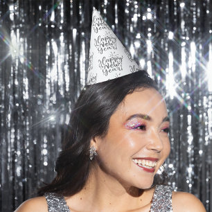 Chapeaux De Fêtes Parties scintillant Argent Texte Motif Bonne année