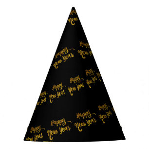Chapeaux De Fêtes Parties scintillant Black & Gold Joyeux Casquettes