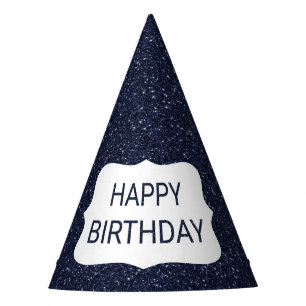 Chapeaux De Fêtes Parties scintillant Bleue Marine Joyeux Anniversai